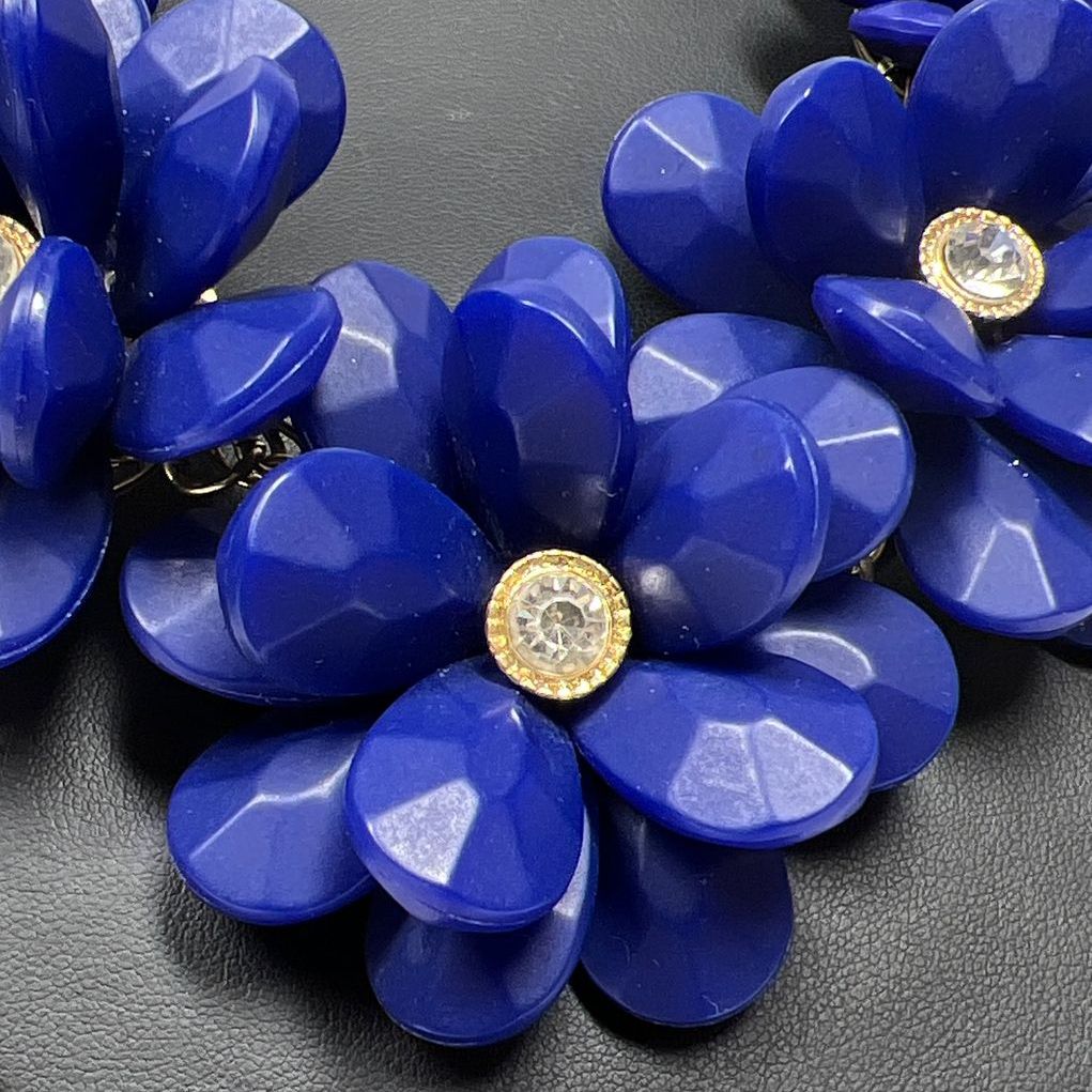 Natasha Big Blue Floral Beaded Statement Necklace