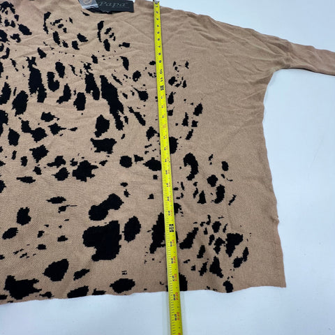 NWT Papa Vancouver Taupe Black Abstract Print Dolman Sweater Womens M