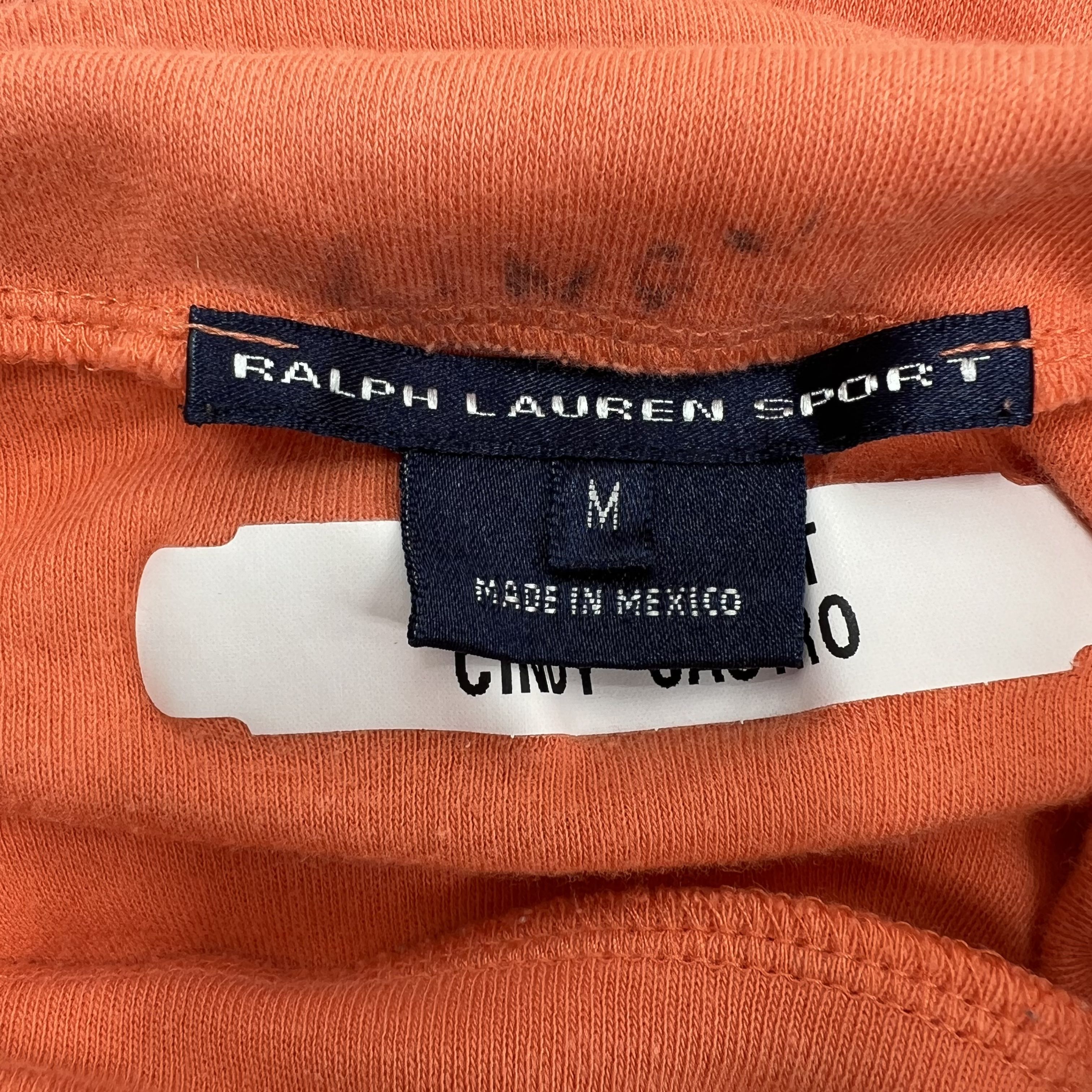 Ralph Lauren Sport Cotton Pullover Mockneck Long Sleeve Top Orange Womens M