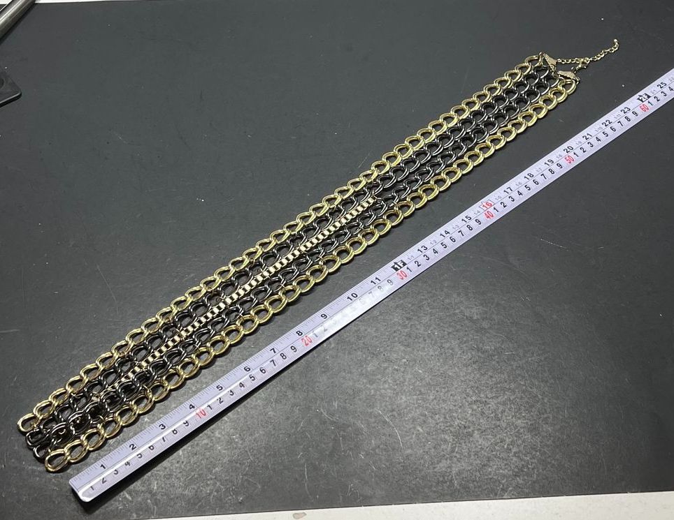 Heavy Mutli-Chain Two Tone Y Drop Necklace