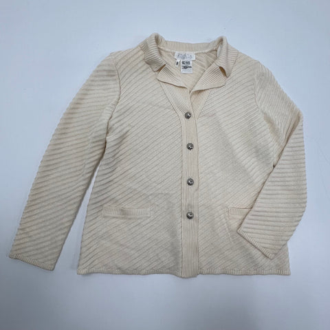 Vintage 90s Escada Margaretha Ley Cream Wool Ribbed Cardigan Sweater Womens 40