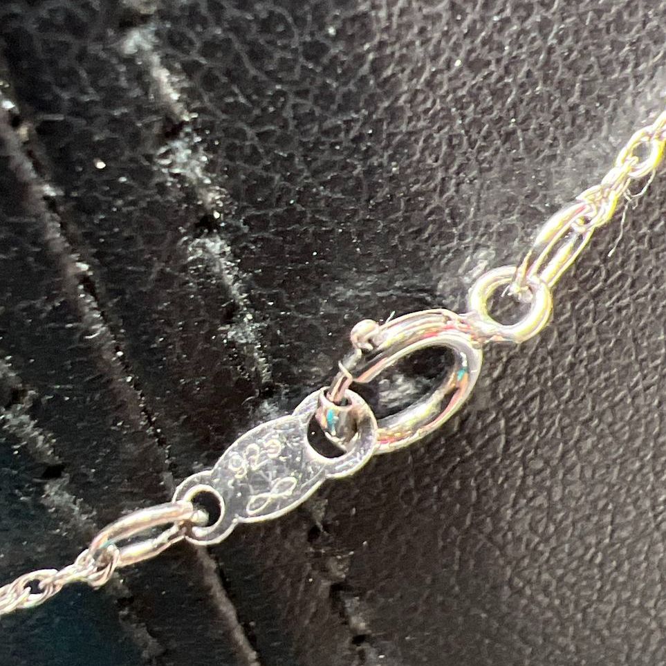 925 Sterling Silver Circle Rhinestone Pendant Necklace 3.2g