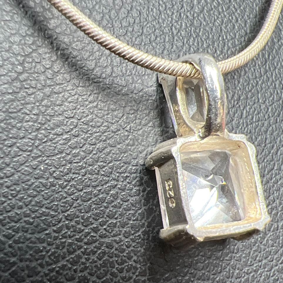 Sterling Silver Rhinestone Pendant Necklace
