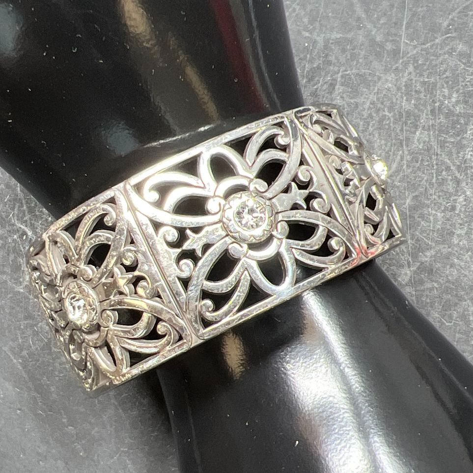 Brighton Silver Plate Belmonte Crystal Floral Bracelet
