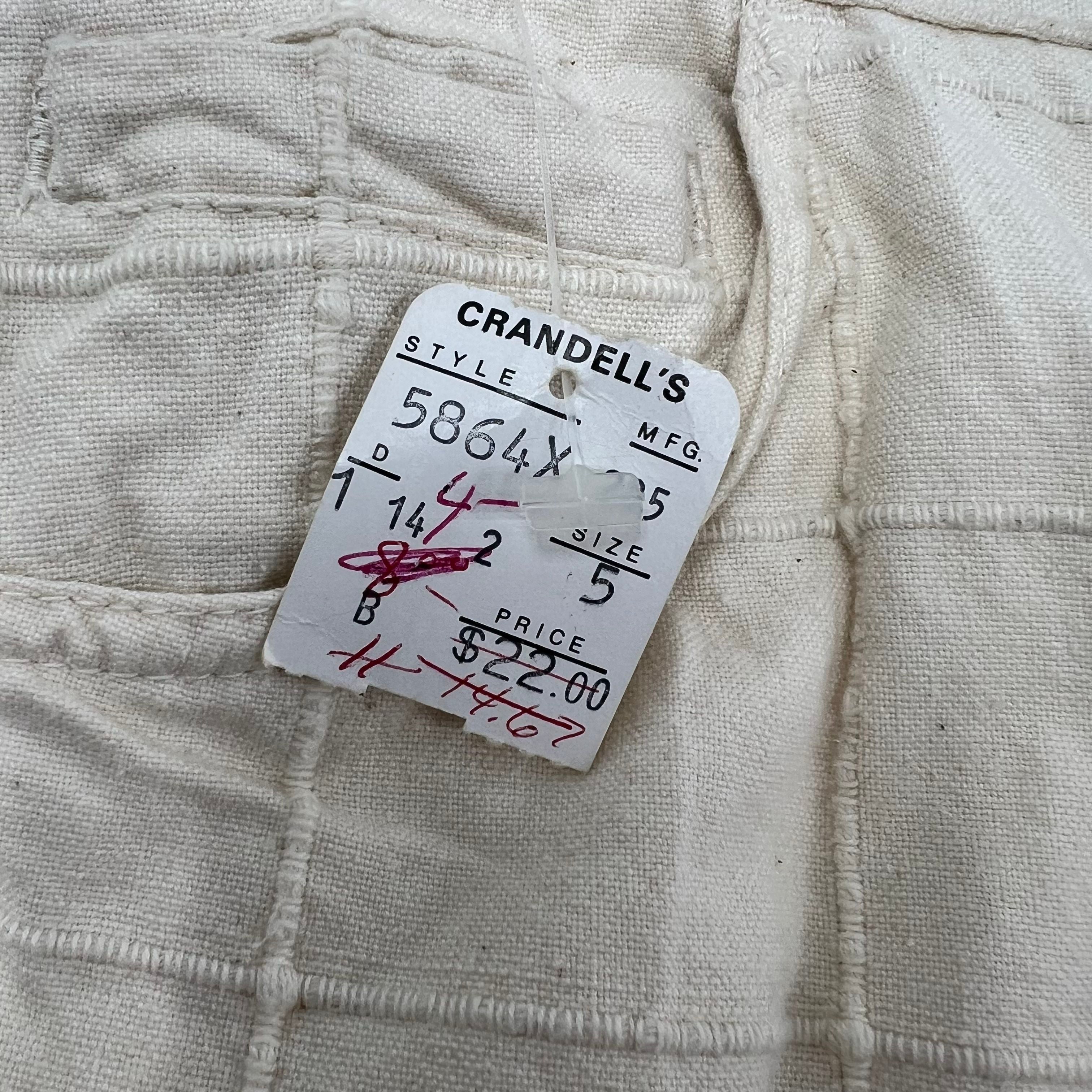 Vintage 70s Modern Juniors Cream Quilted Cotton Wide Leg Capri Pants Womens 5