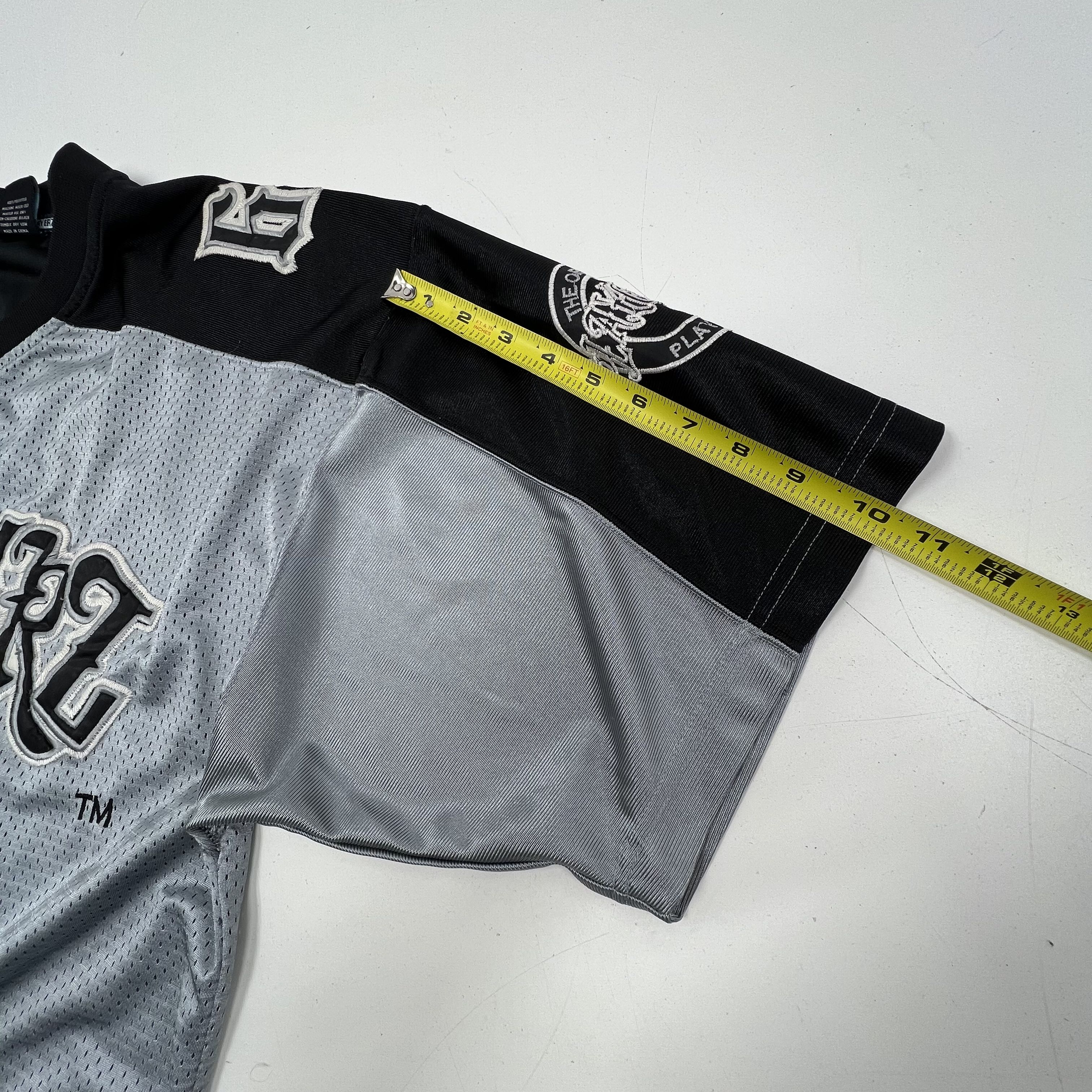 Playerz 69 Gray Black Vintage Y2K Embroidered Hip Hop Football Jersey Men's L