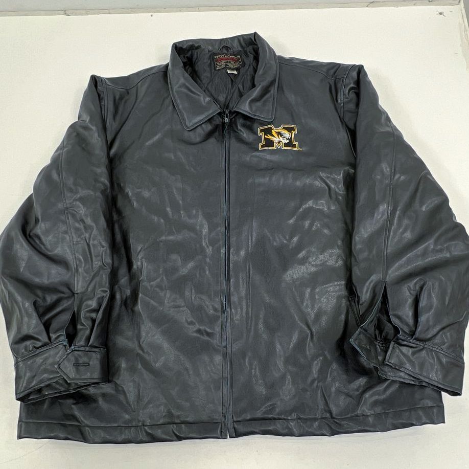 Vintage Steve & Barry's Missouri State Faux Leather Jacket Coat XXXL Black