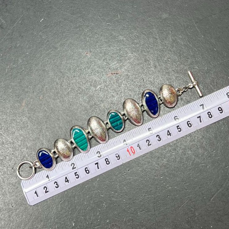 Anne Klein Silver Tone Green & Blue Inlay Bracelet
