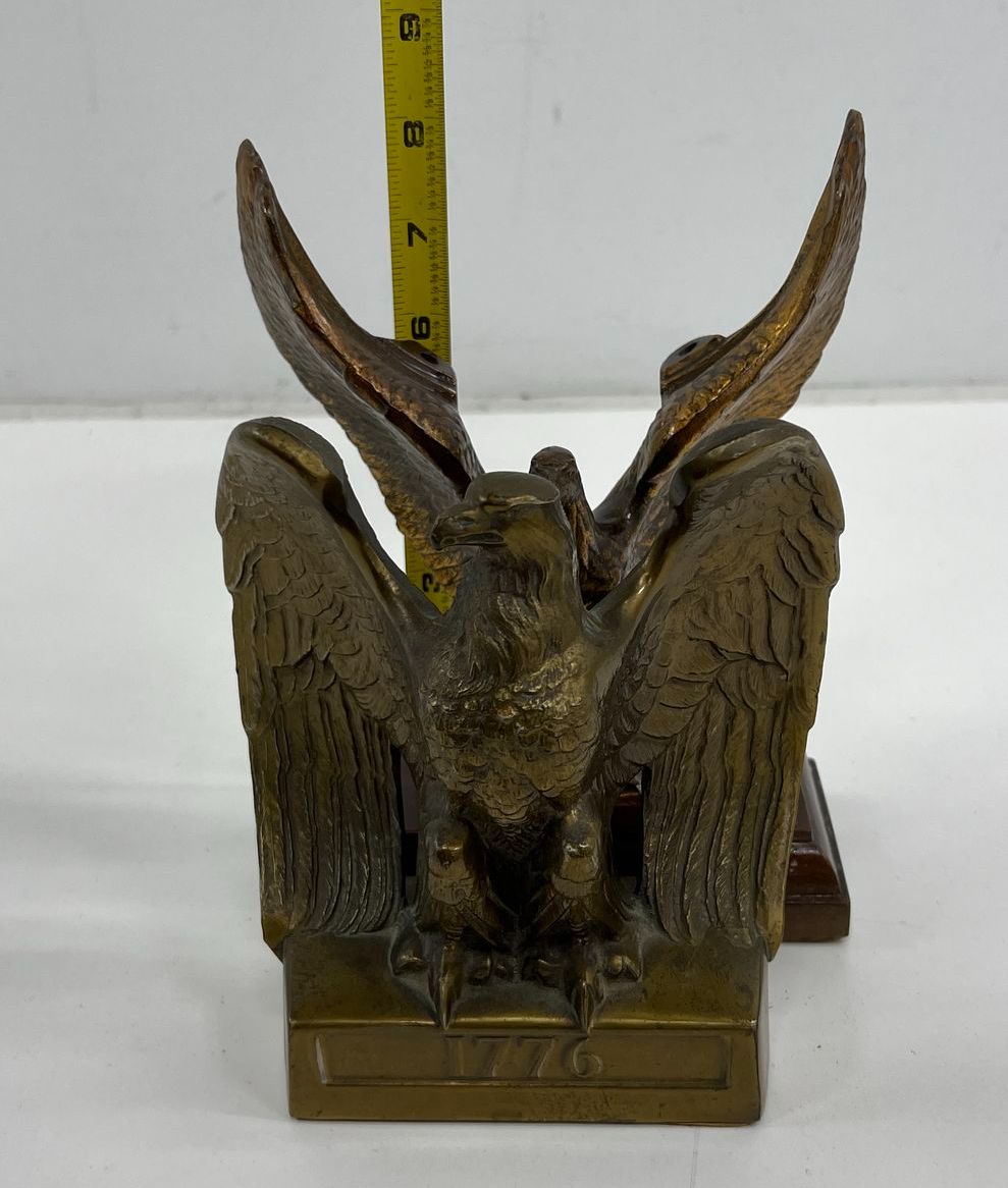 VTG Collectible Brass Eagle Figurines on Bases Lot Of 2 Shelf Desk Decor