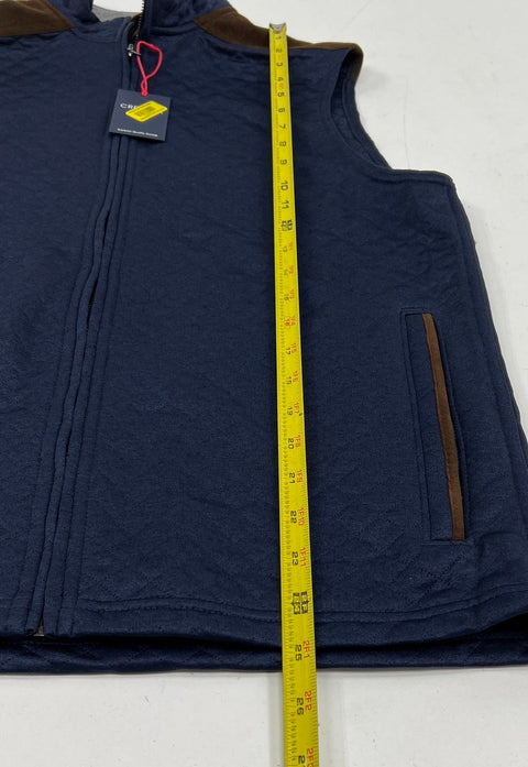 NWT Cremieux Navy Blue Quilted Full Zip Faux Suede Vest Men's Size S