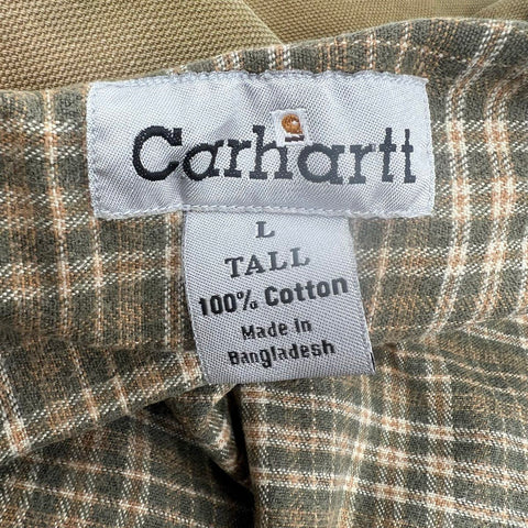 Vintage Y2K Carhartt S96 Brown Flannel Lined Shirt Jacket Men's L Tall