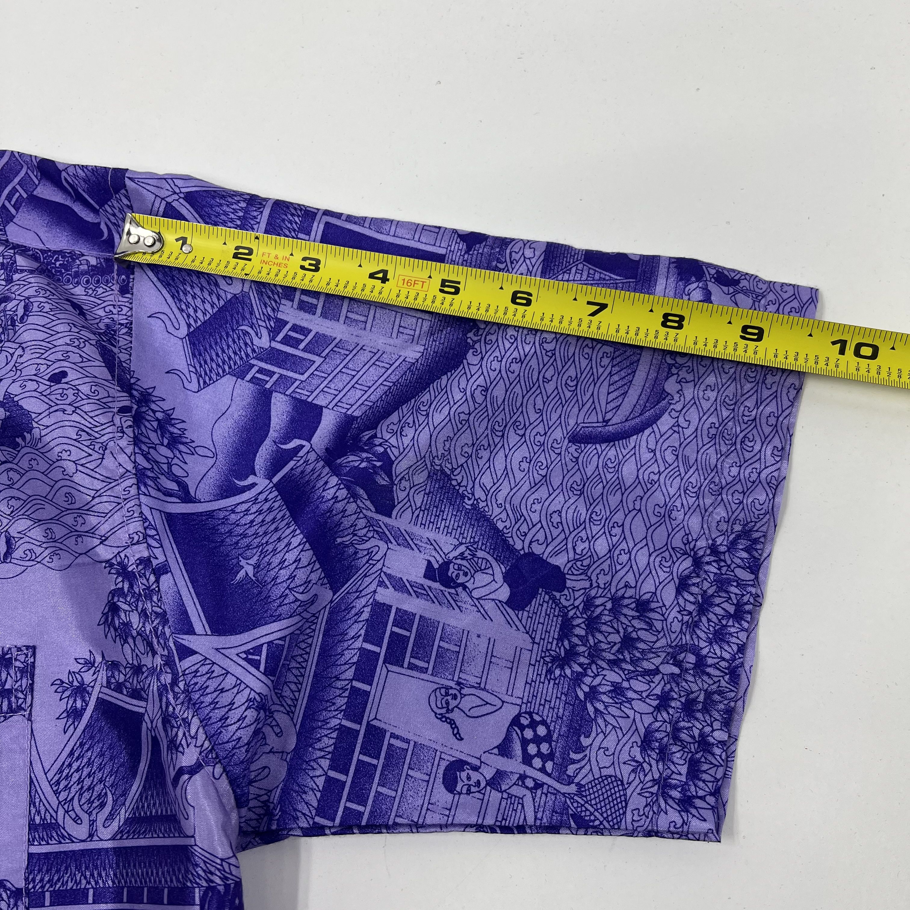 Thai by Siew Chang Huat Silk Collection Purple Button Up Shirt Size Large