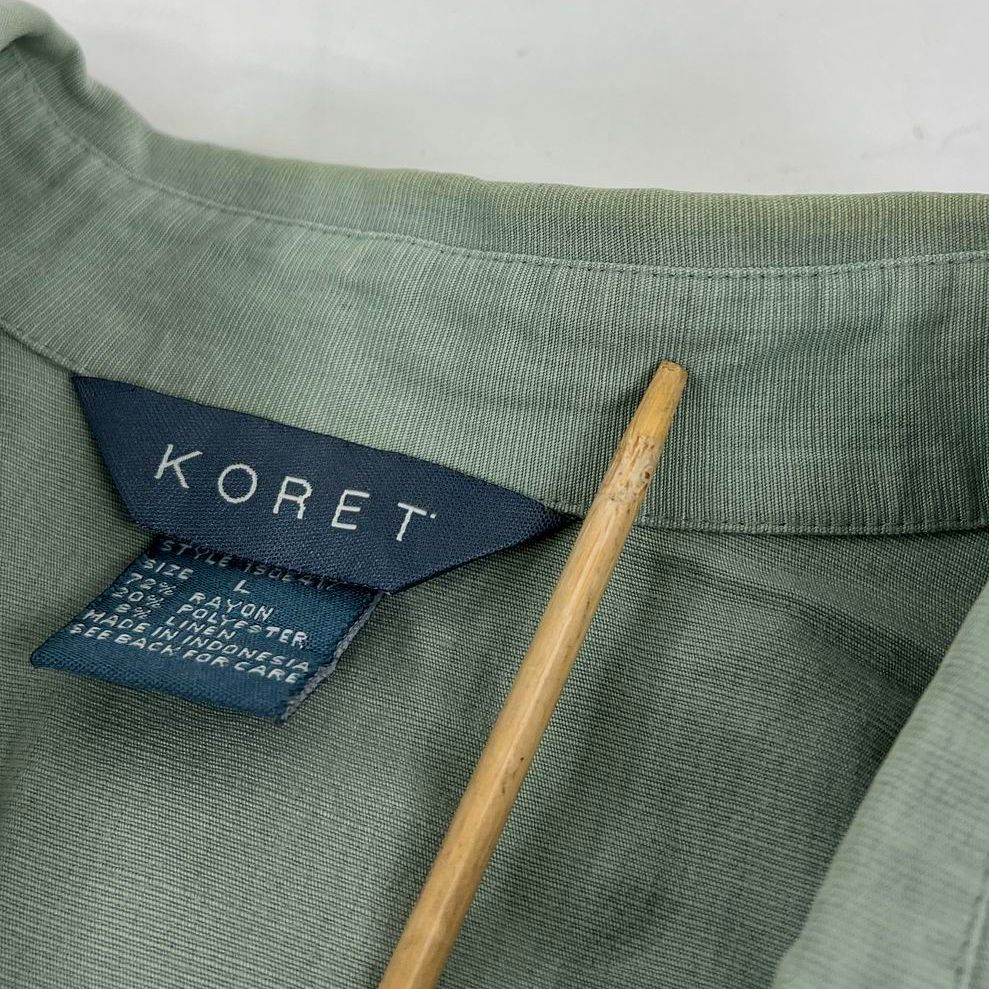 Women's Koret Green Embroidered Tank & Button Up Shirt Set - Size Large