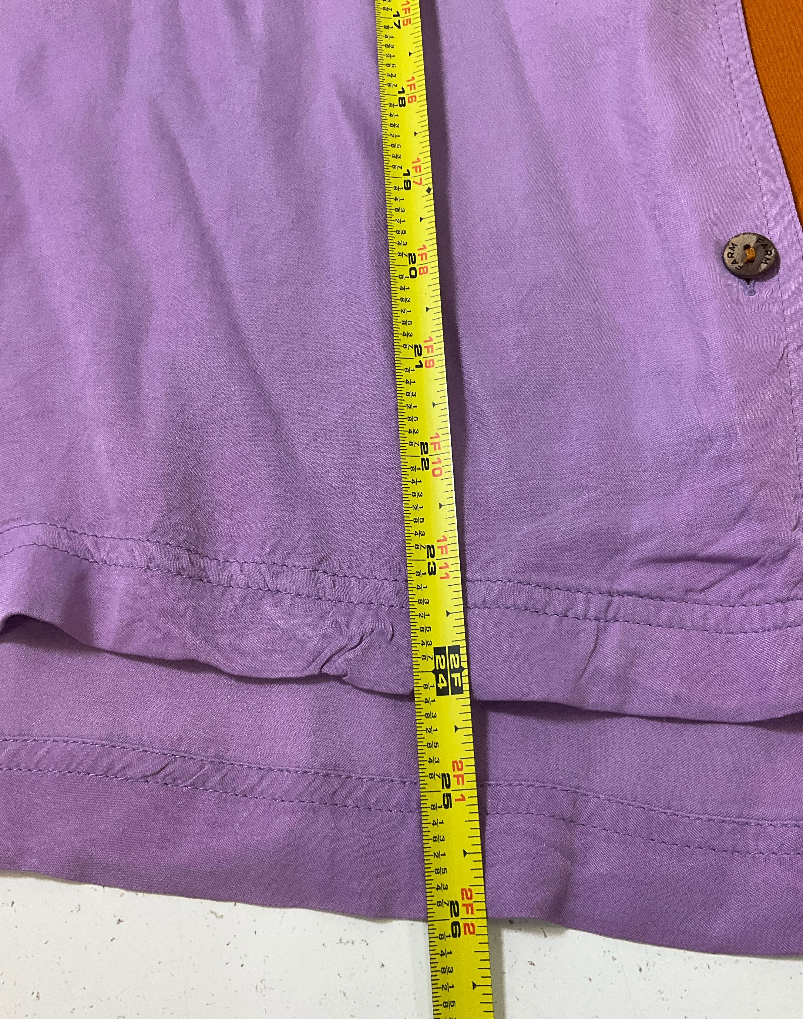 Anthropologie Farm Rio Multicolor Colorblock Puffed Sleeve Button Up Size Small