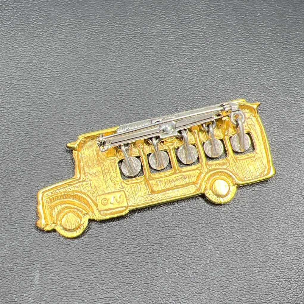 JJ Jonette Jewelry School Bus Children's Faces Brooch