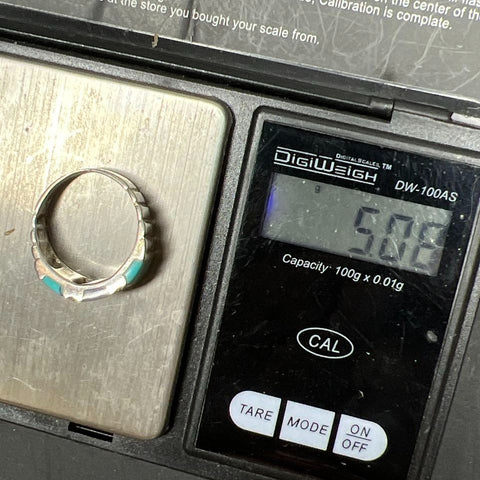 925 Sterling Silver Turquoise Mother Of Pearl & Marcasite Ring Size 8.5 5.08g