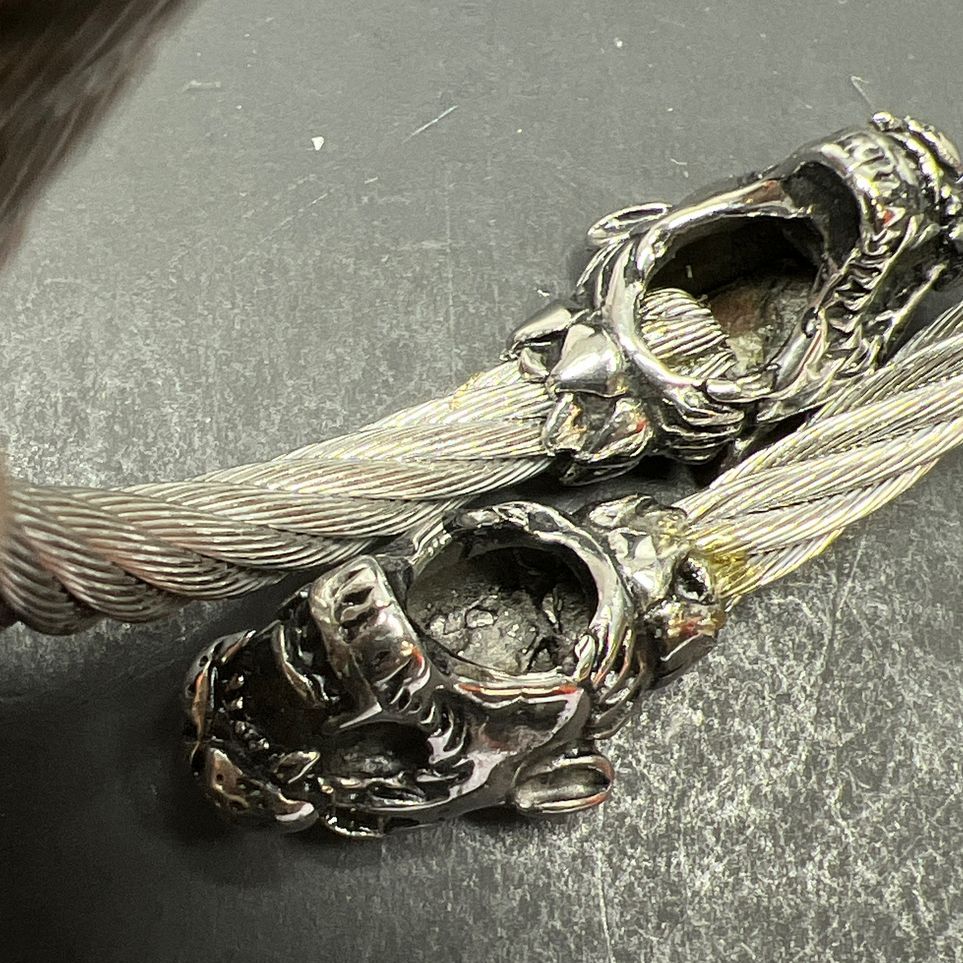 Big Cat Head Silver Tone Wrap Bracelet