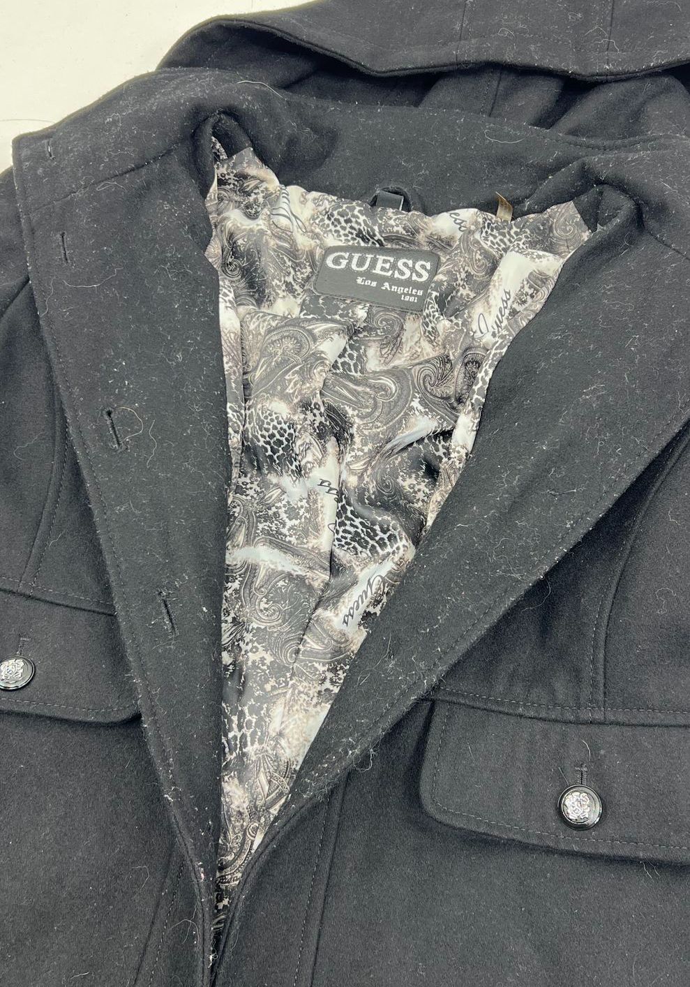 Guess Black Hooded Military Peacoat Coat Jacket Women's XL