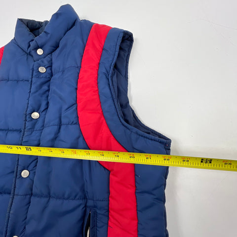 Vintage 70s Montgomery Ward Blue Red Colorblock Puffer Vest Mens L