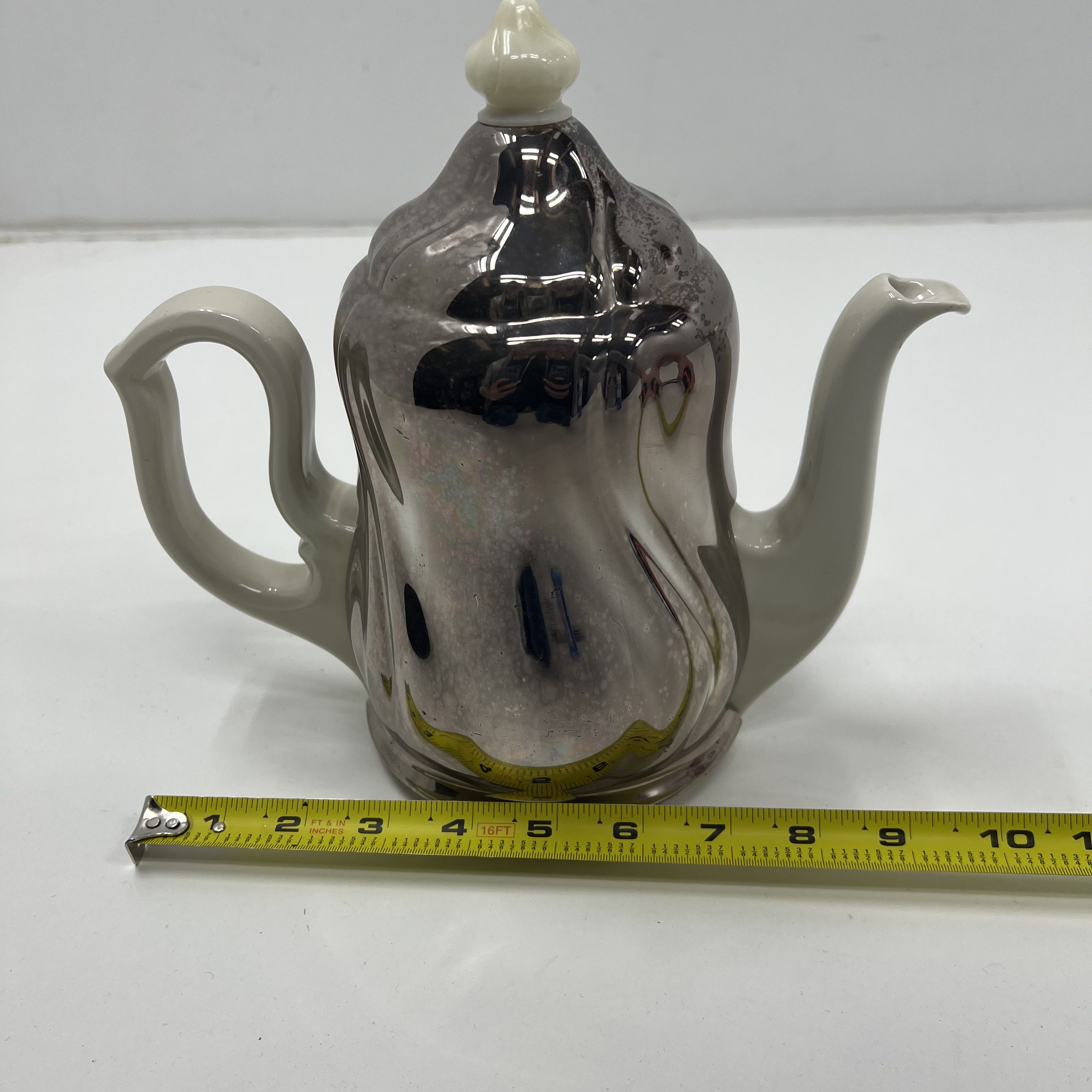 Vintage Porcelain Teapot with Insulated Silverplated Metal Cover