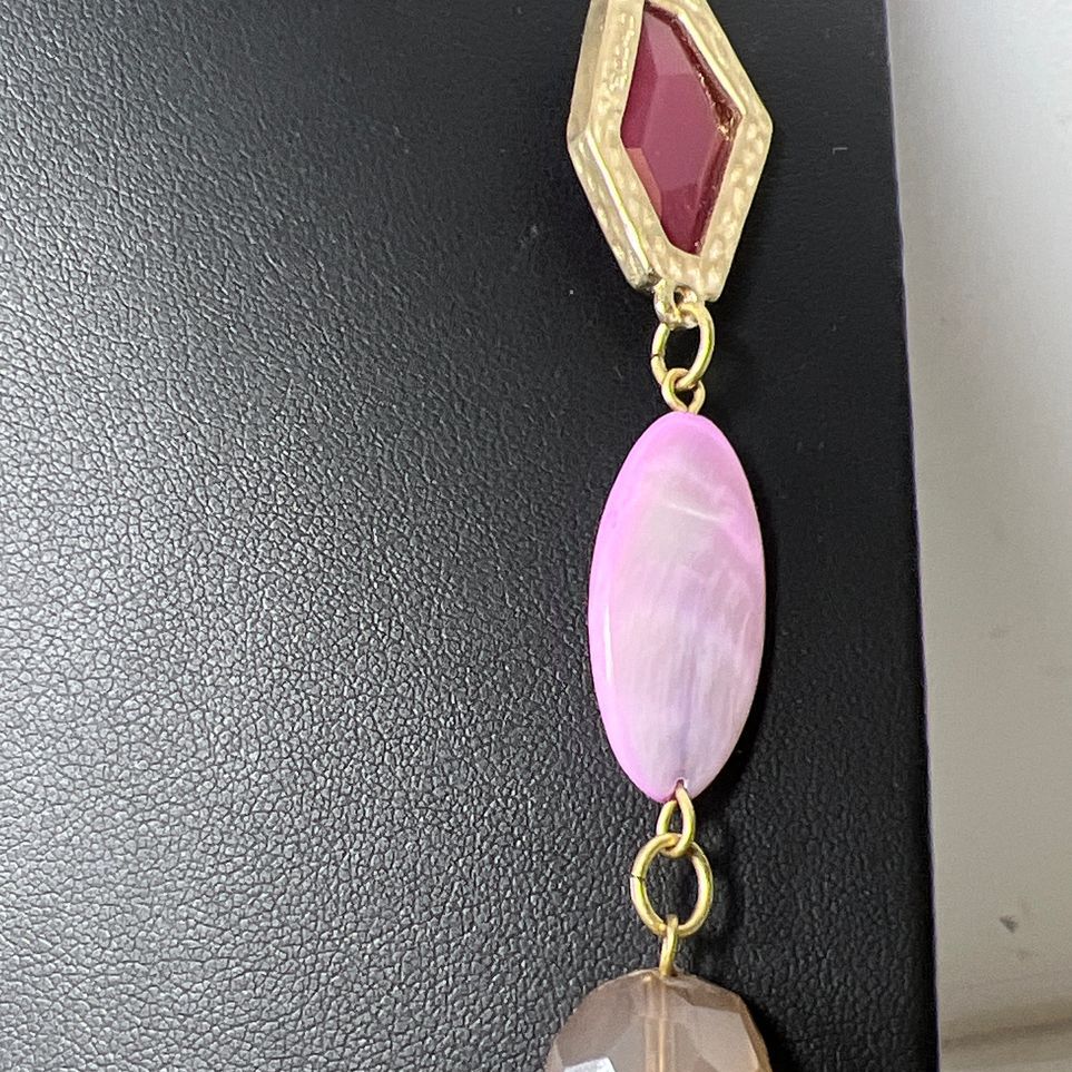 Chico's Gold tone Purple & Pink Rhinestone Necklace