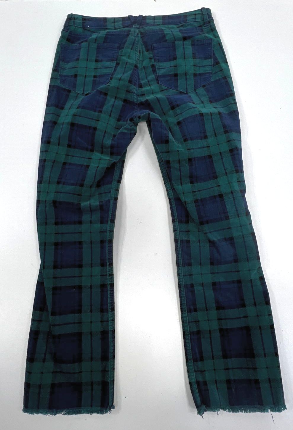 Women's Vineyard Vines High Rise Green Blue Plaid Corduroy Flare Pants - Size 28