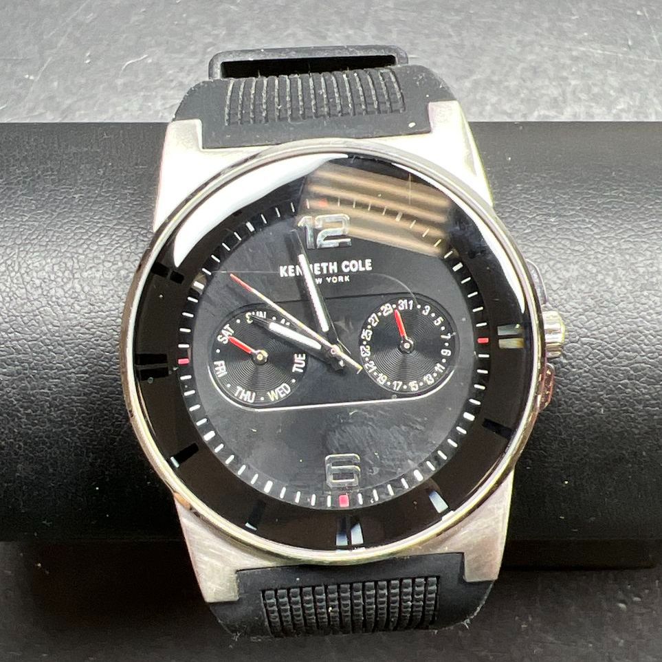 Kenneth Cole 10008220 Black Band Men's Wristwatch Working New Battery