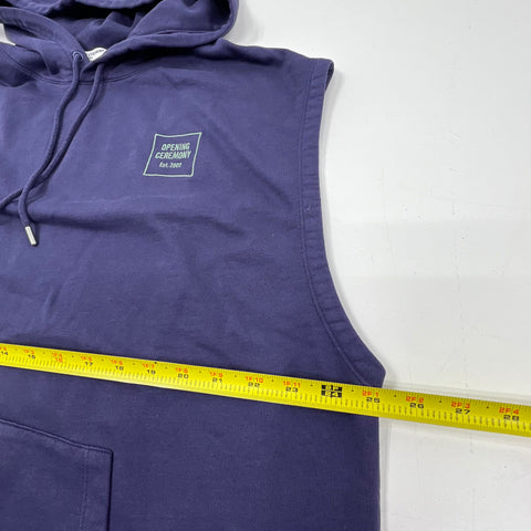 Opening Ceremony Navy NWT Collegiate Cut Off Sleeveless Hoodie Unisex Size L