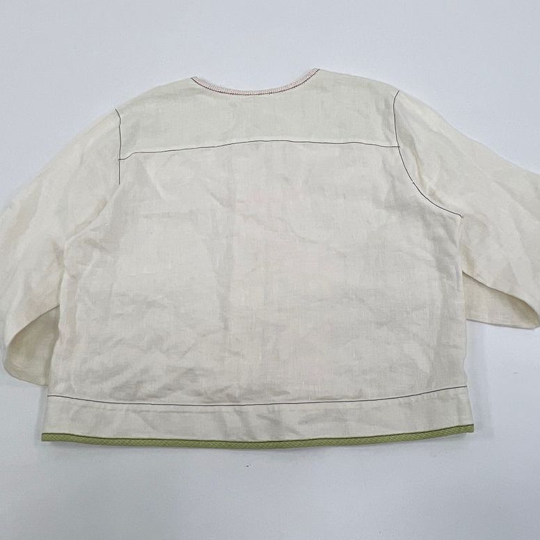 VTG Women's Dot & Vera Ivory Linen Blend Button Up Jacket Blazer - Size Medium