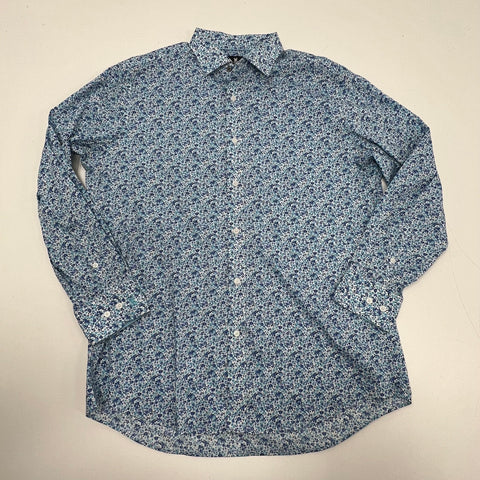 Psycho Bunny Floral Microprint Modern Fit Stretch Button Up Shirt Sz 16.5 32/33