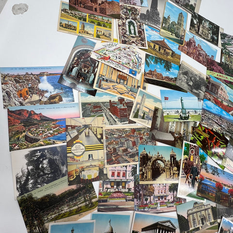 Large Lot Vintage Postcards Mixed US & International Travel Souvenir Blank