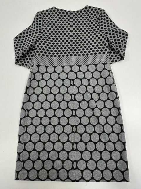 Carre Noir Gray Black Polka Dot Short Sleeve Sheath Dress Women's M NWT