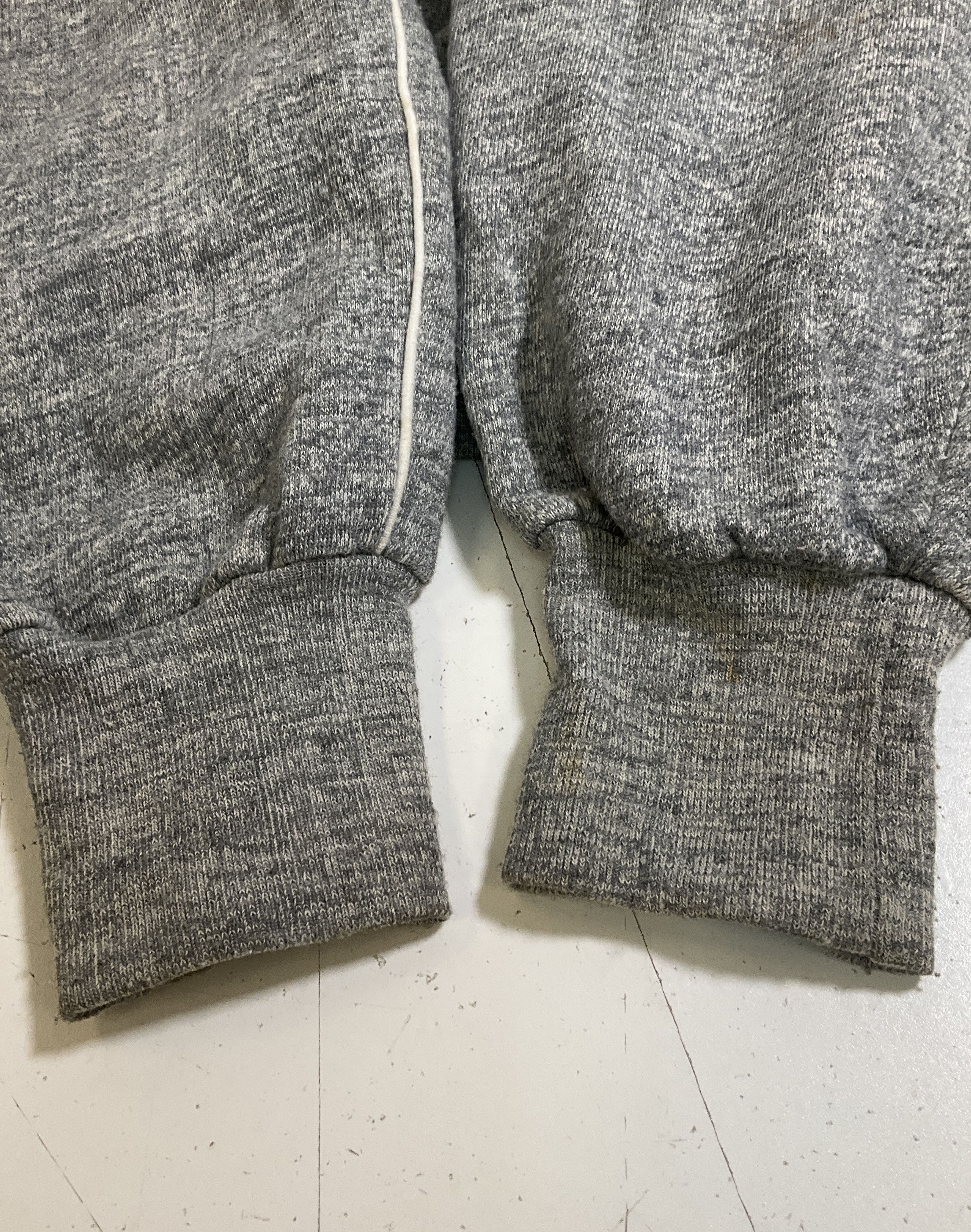 Vintage 80s Action Sportswear Gray Stripe Sleeve Full Zip Hoodie Men's Large