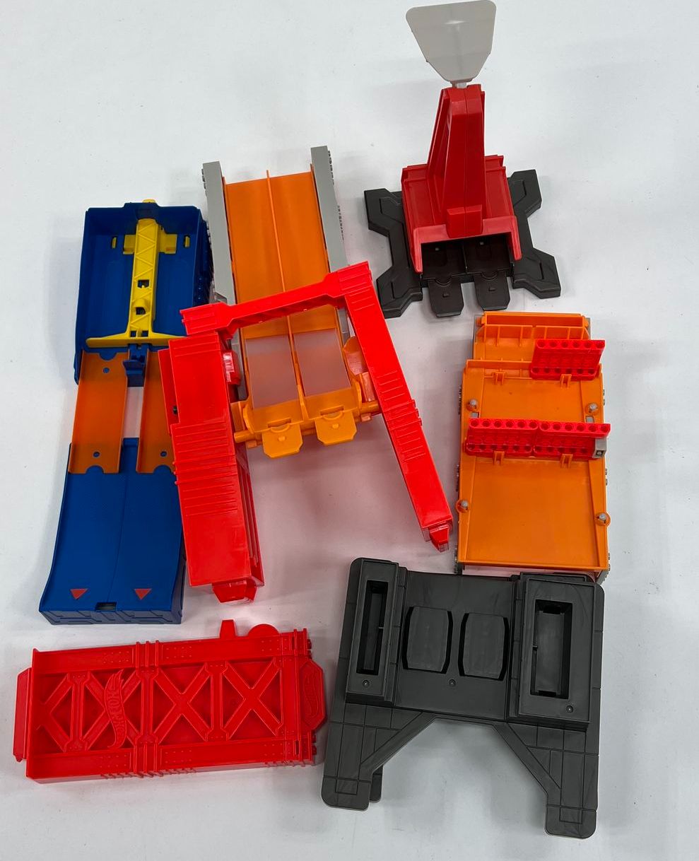 Hot Wheels Track Builder Parts Lot Orange Track with Stunt Bridge Building Guide