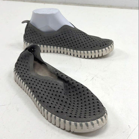 Ilse Jacobsen Tulip Perforated Slip On Loafers Grey Women's Size EU 39