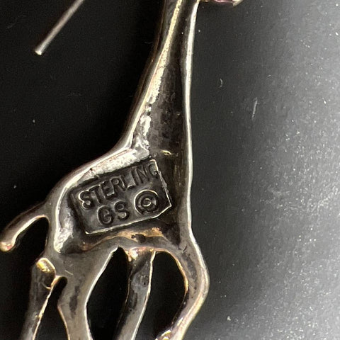 French Creek Station GS Sterling Silver Giraffe Earrings 4.5g