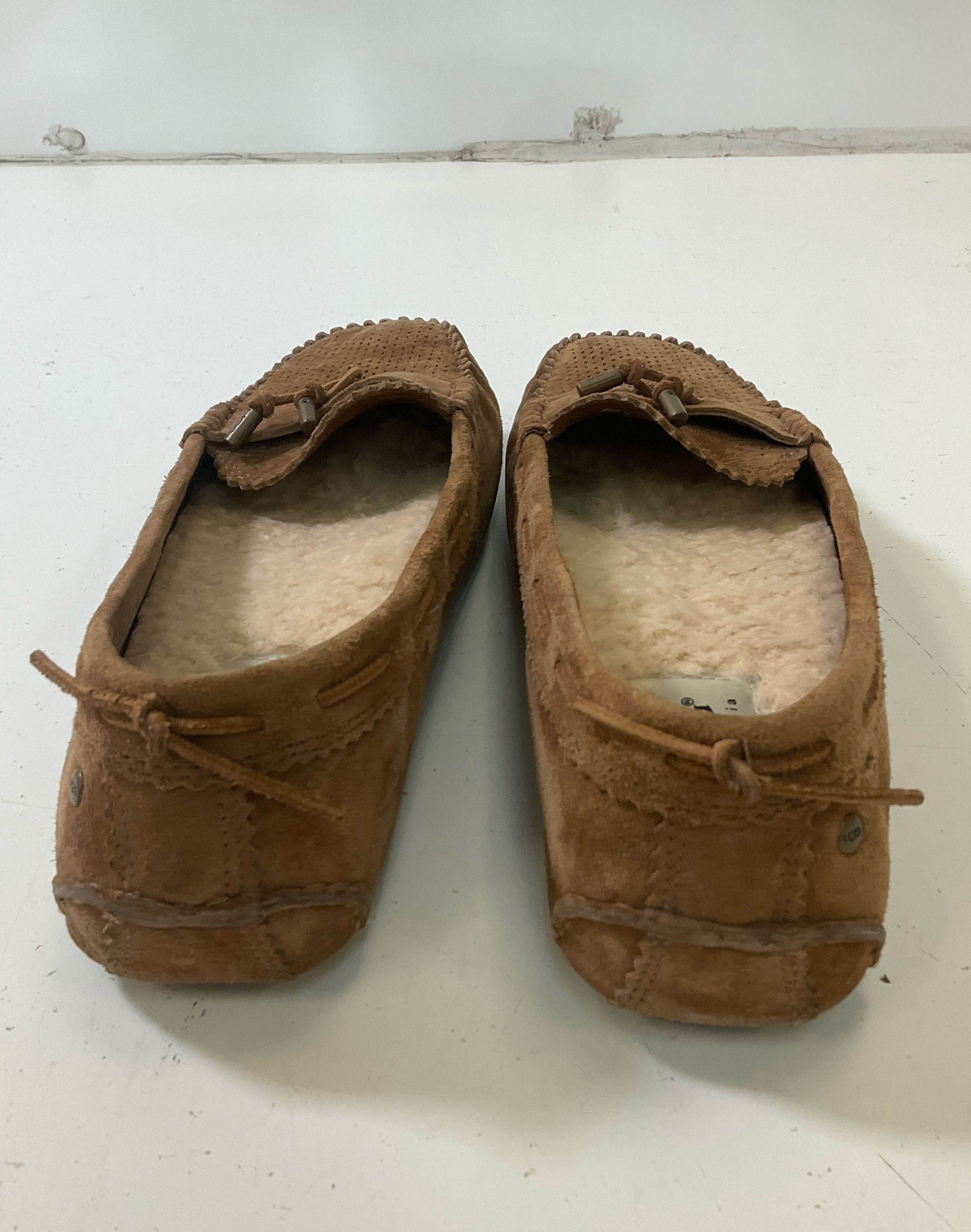 UGG Australia Brown Suede Roni Moccasin Loafer w Sherpa Inserts Women's Sz 10