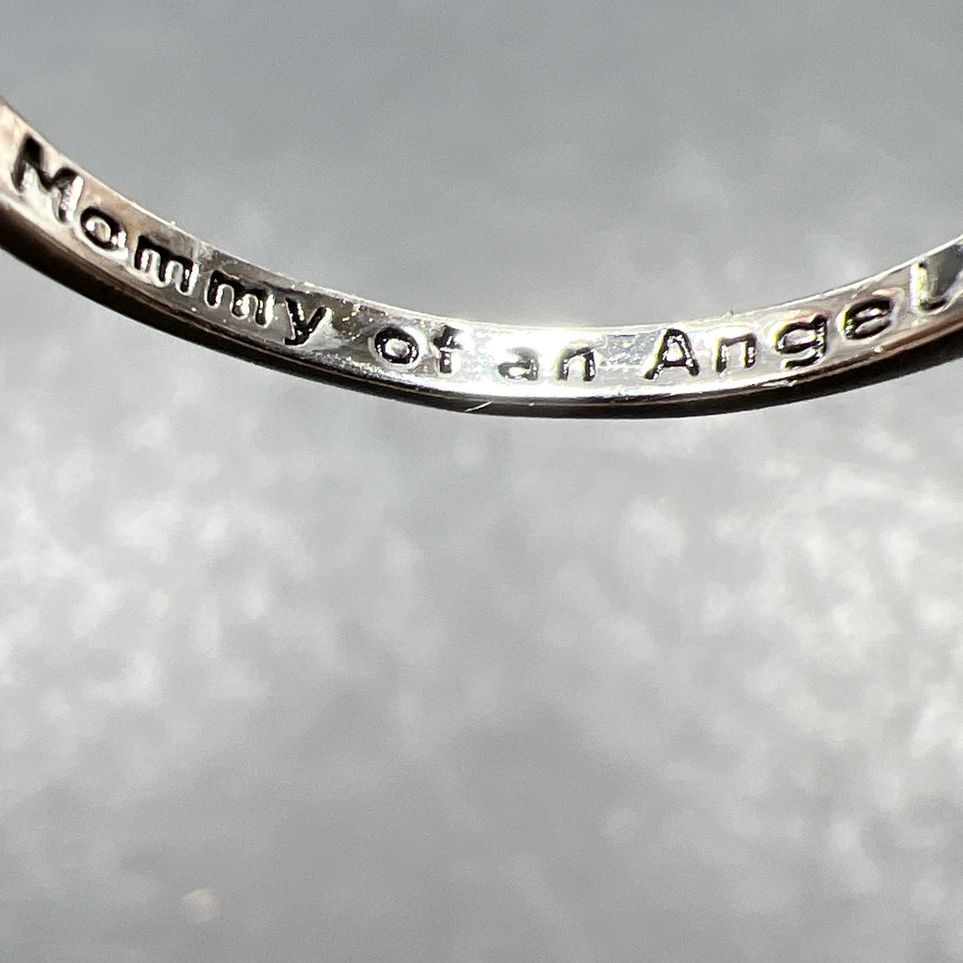 Mommy Of An Angel 925 Sterling Silver Feet Wings Rhinestone Ring Size 8
