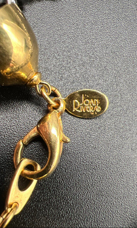 Vintage Joan Rivers Signed Multi-Strand Seed Bead Statement Necklace Black White