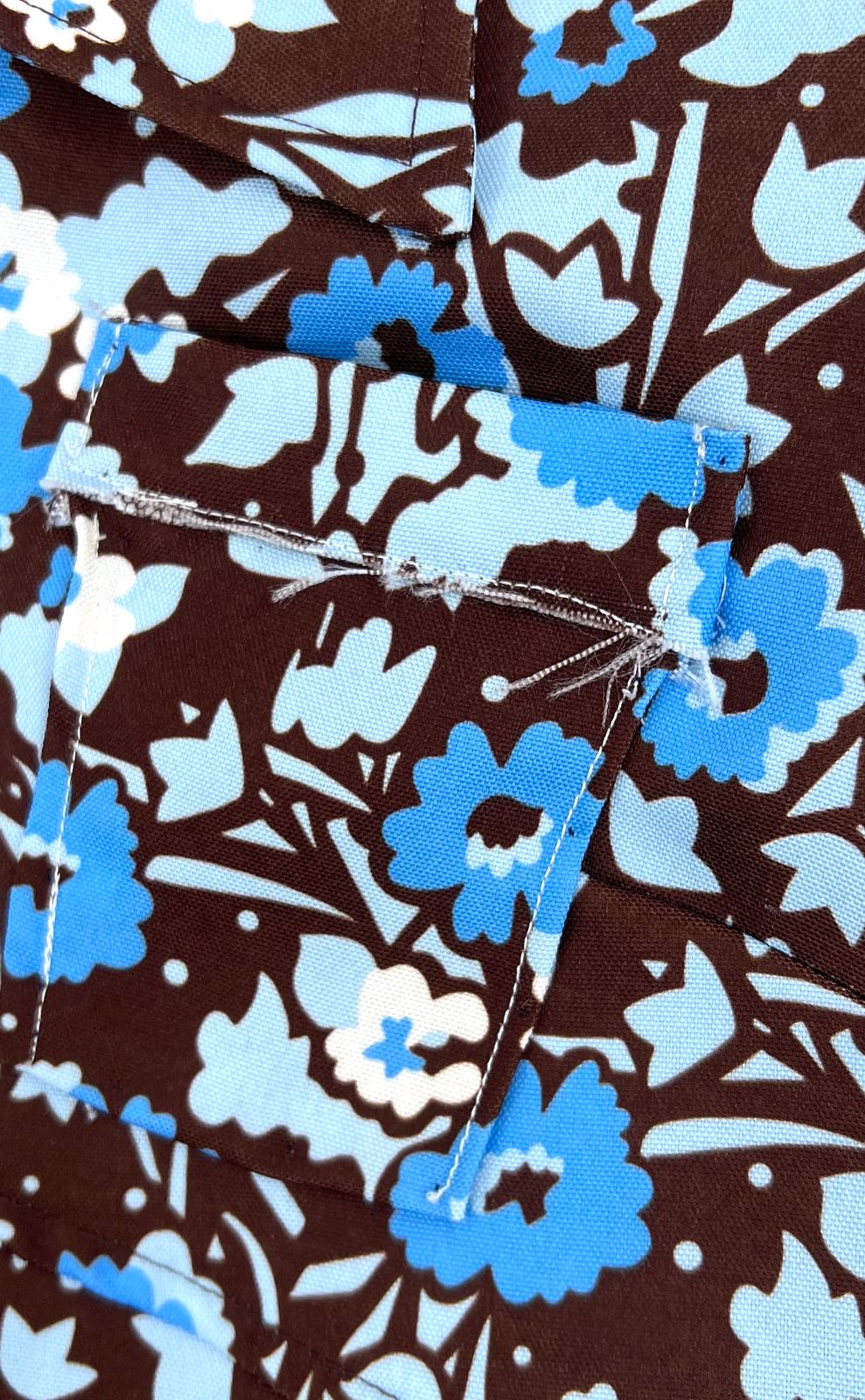 Vintage 90s Mad House Brown Blue Floral 60s Style A-Line Mini Dress Women's S
