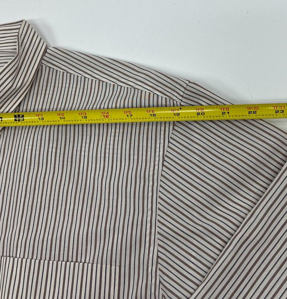 VTG Men's Yves Saint Laurent Beige Striped Long Sleeve Button Up - Size 32-33