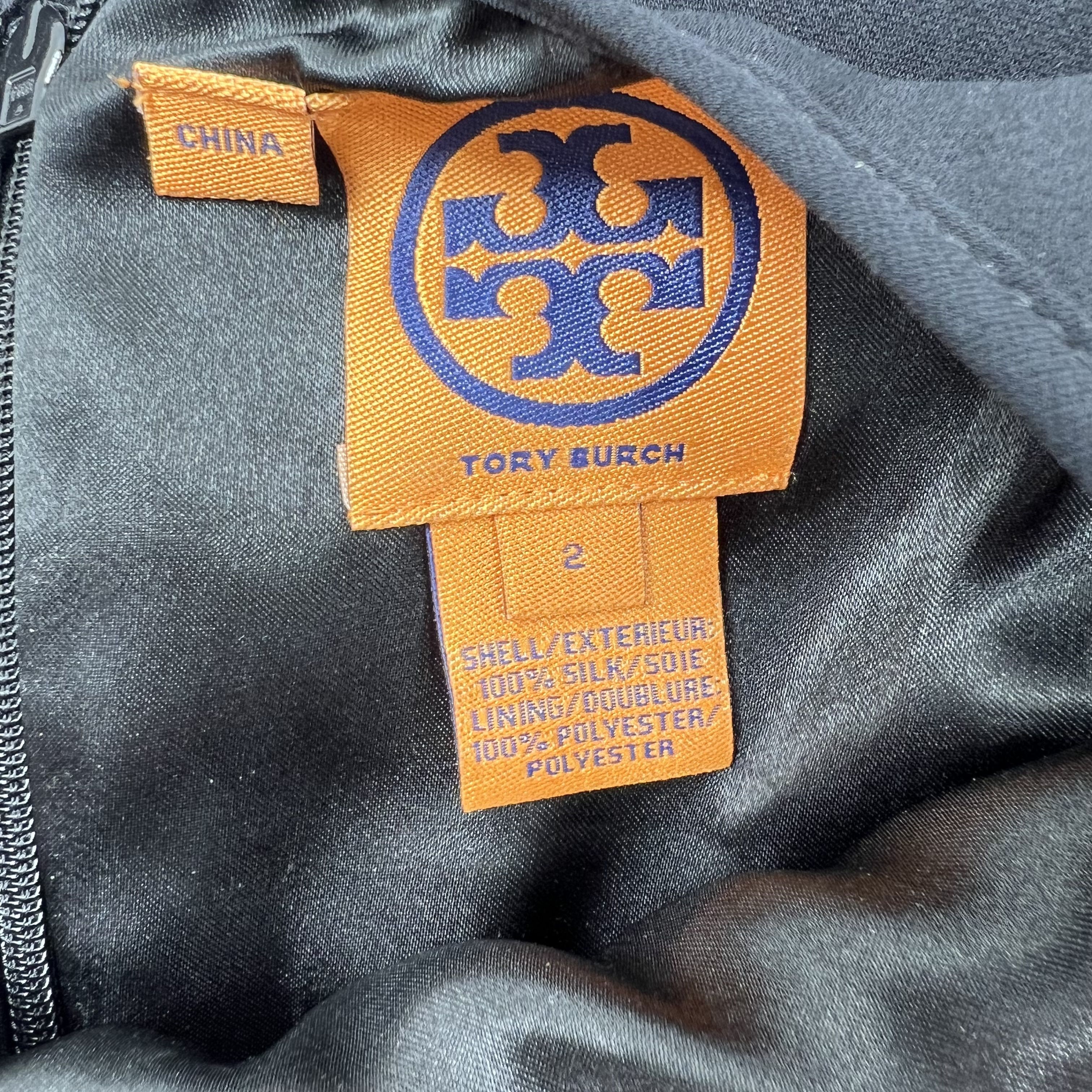 Tory Burch Black Sleeveless Silk Ruffle Casual Dress Women's Size 2