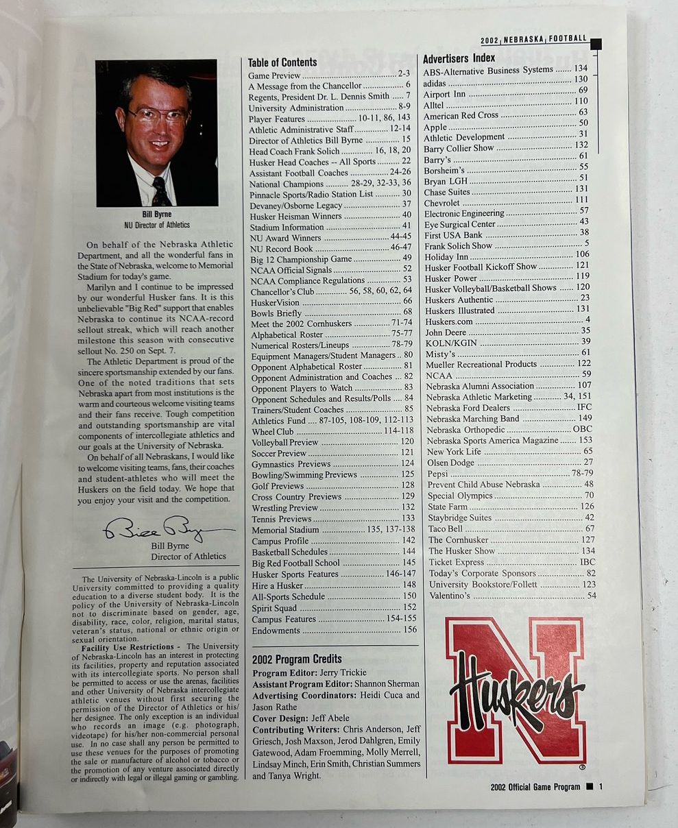 Collectible Sports Memorabilia NE Huskers Game Program & Media Guide Books Lot