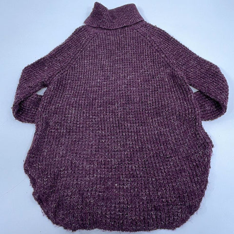 Free People Purple Tweedy Dylan Chunky Knit Turtleneck Sweater Women's S