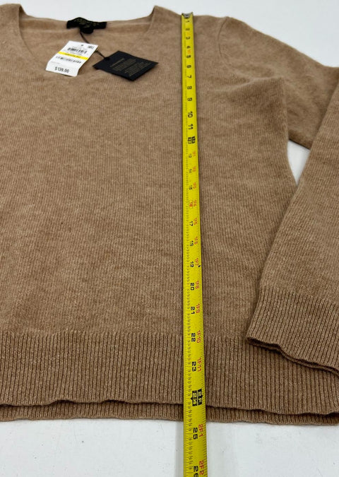 NWT Charter Club Heather Camel Cashmere V-Neck Pullover Sweater Women's M