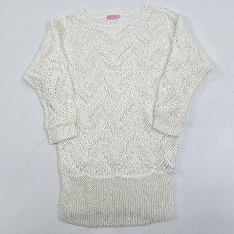 Lilly Pulitzer White Brenton Fringed Open Knit Sweater Women's Large