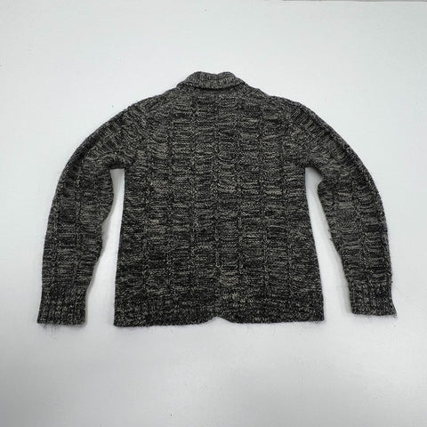 Vintage 80s Fashioned by Jove Black Gray Chunky Knit Cardigan Sweater Women's M