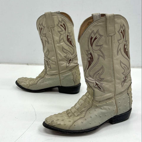 Jugo Boots Hornback Caiman Ostrich Quill Western Cowboy Boots Mens Size 9.5