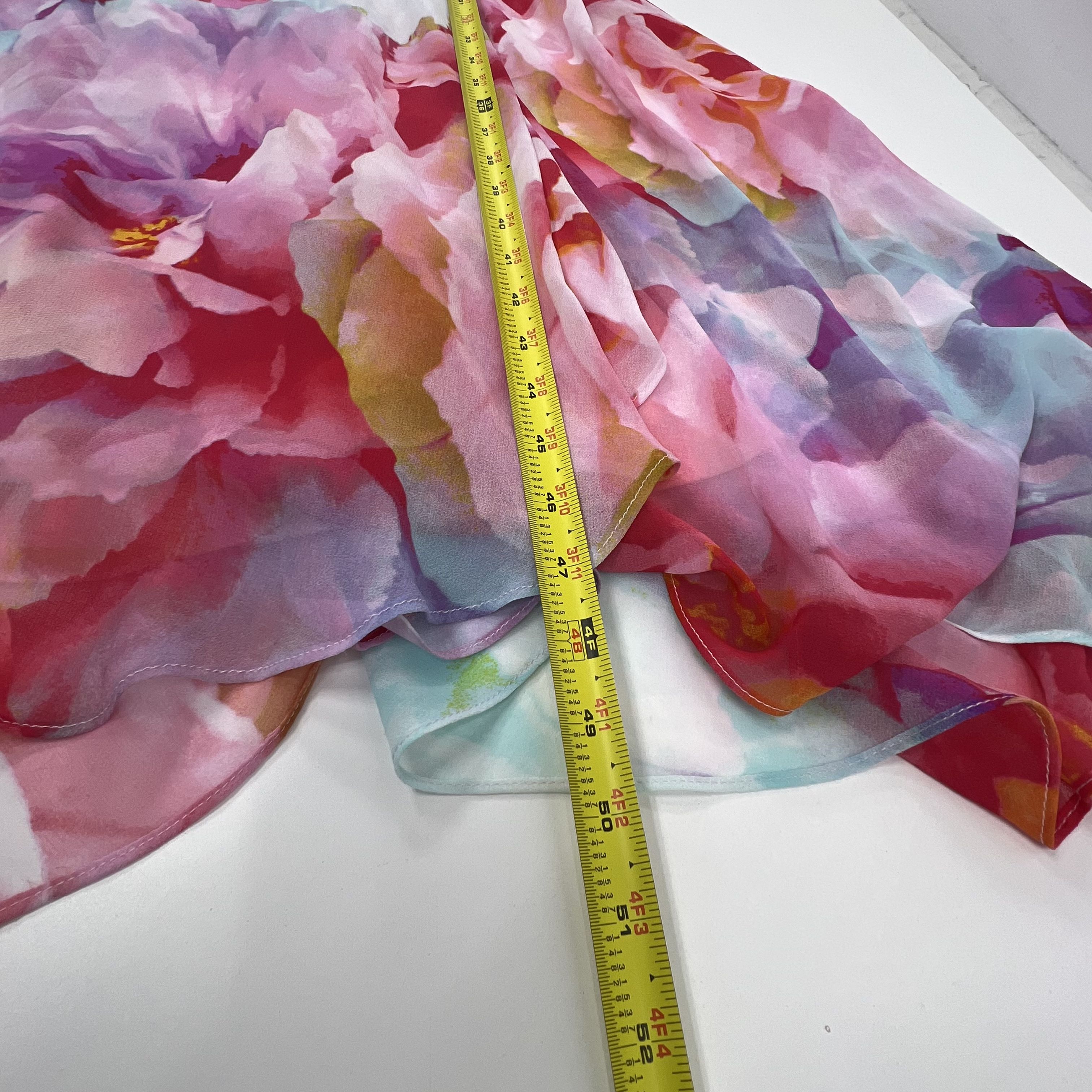 NWT Calvin Klein Watercolor Floral Midi Hi-Low Dress Women's 14 $118