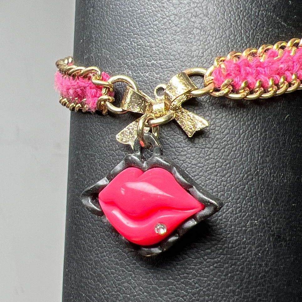 Betsey Johnson Pink Lips Charm Bracelet